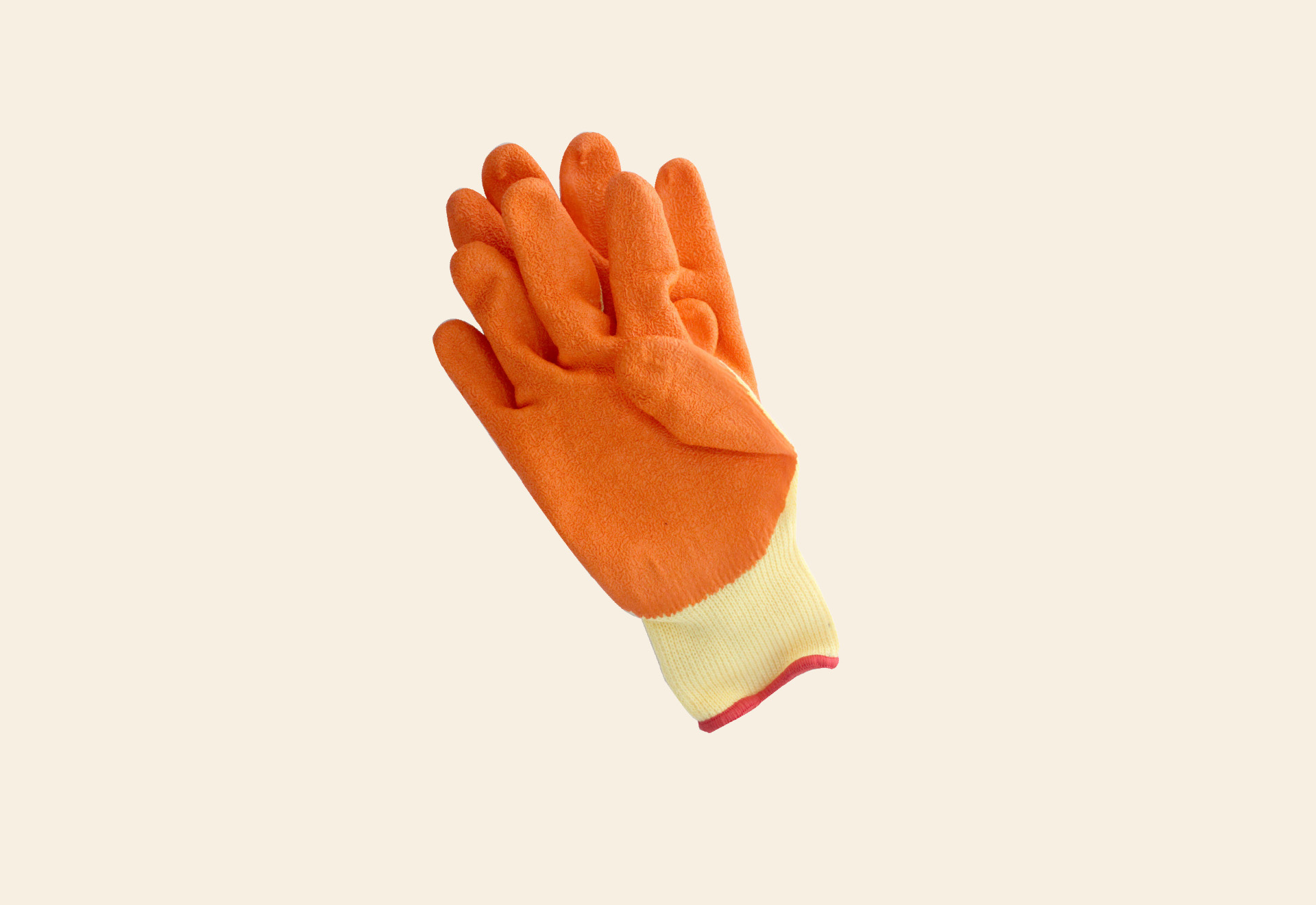 Orange padded insulating gloves